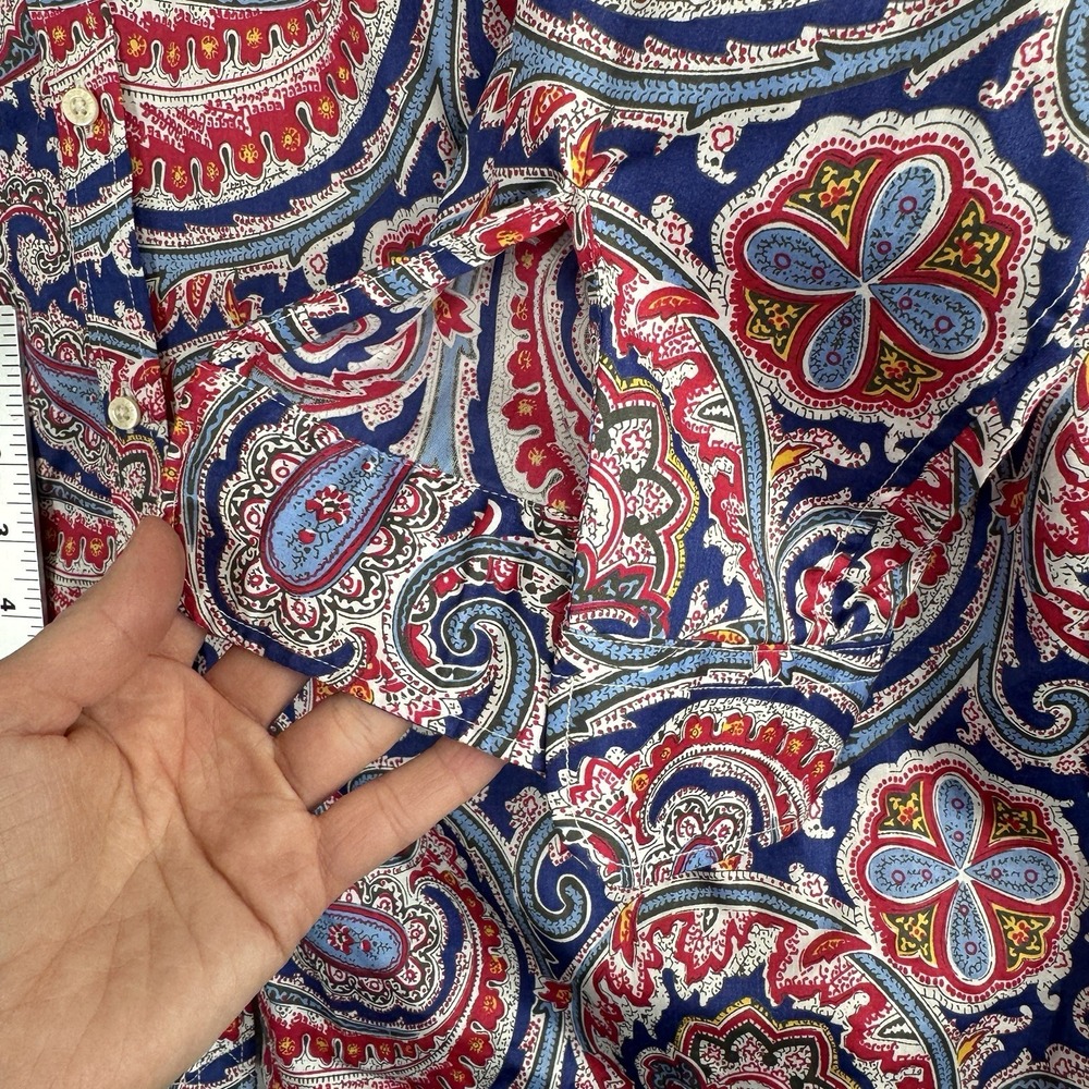Lauren Ralph Lauren LRL Womens 1XL Colorful Paisley Cotton Button Up Shirt Top - Picture 3 of 16